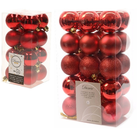 Christmas decorations baubles 4-6 cm set red 46x pieces