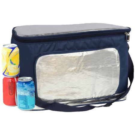 Cooler bag shoulder bag blue/silver 39 x 20 x 26 cm 18 liters