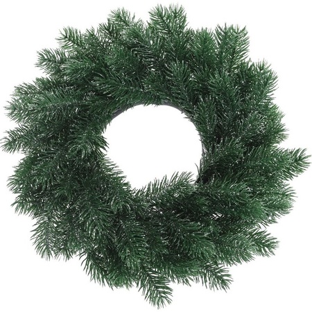 Artificial Christmas wreath blue/green 35 cm with brass pendant