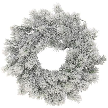 Christmas wreath 35 cm - green - snowy - with black hanger