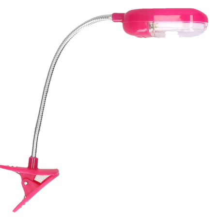 LED Leeslamp met klem - roze - 25 cm - incl. batterijen
