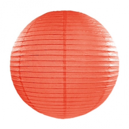 Luxe bol vorm lampion oranje 35 cm