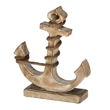 Mango wood anchor statue 28 x 25 cm nautical decorations