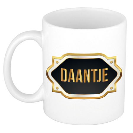 Name mug Daantje with golden emblem 300 ml