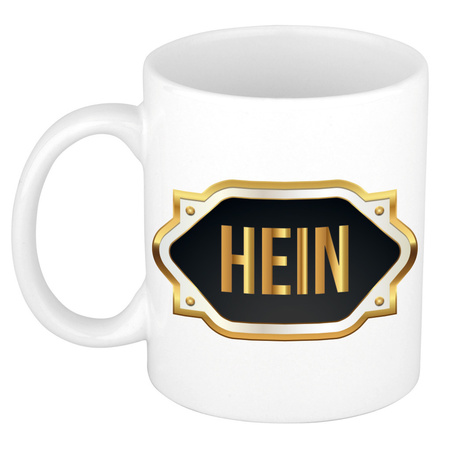 Name mug Hein with golden emblem 300 ml