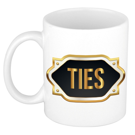 Name mug Ties with golden emblem 300 ml