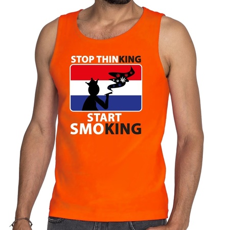Oranje Stop thinking start smoking tanktop / mouwloos shirt here