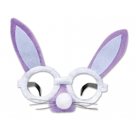 Paarse bril met konijnenoren en snuit