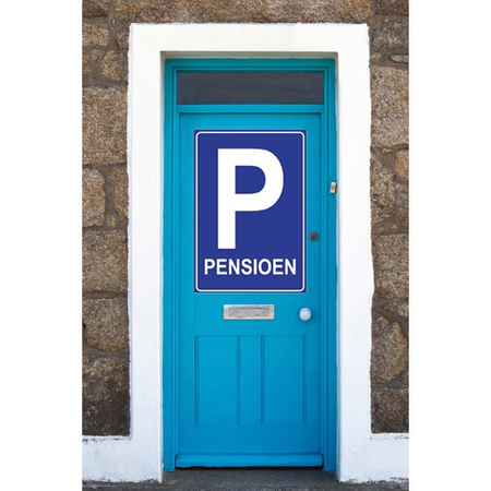 Pensioen versiering feestposter blauw verkeersbord A1
