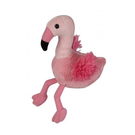 kooi Honderd jaar fossiel Mini flamingo van pluche 15 cm - Partyshopper Dieren knuffels winkel