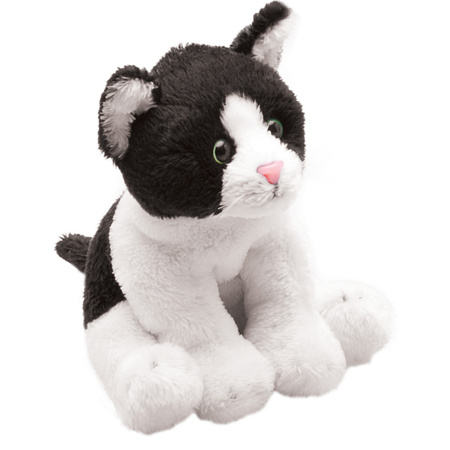 Onafhankelijk schakelaar Vijf Pluche knuffel dieren Zwart/Witte kat/poes 13 cm - Partyshopper Dieren  knuffels winkel