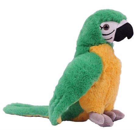 Papegaaien knuffeltje groen/geel 24 cm