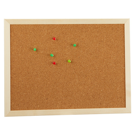 Memo board made of cork with colored pushpins
