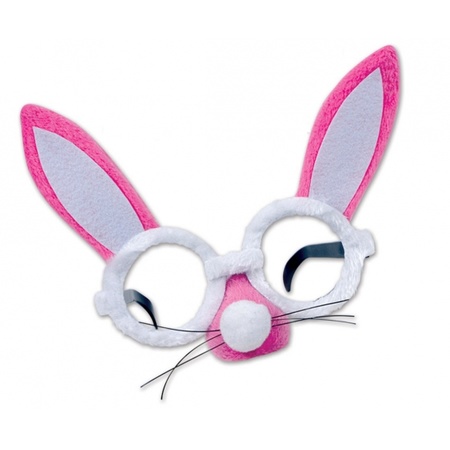 Roze bril met konijnenoren en snuit