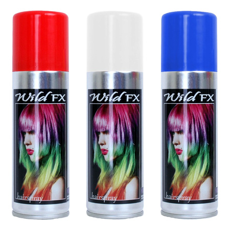 Set of 3x colors hairspray paint 125 ml - Red-white-blue - Flag Holland colors