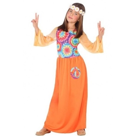 Carnaval/feest hippie verkleedoutfit voor meisjes - Partyshopper Geschiedenis kostuums winkel