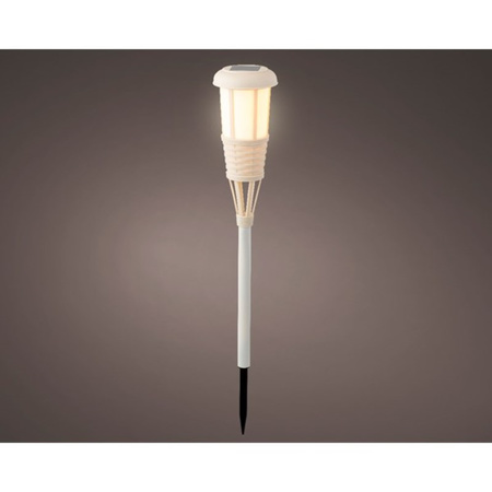 Solar garden torch/garden lamp white on solar energy 61 cm