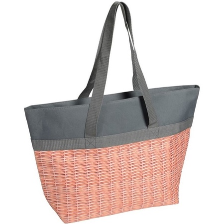 Cooler bag grey with woven basket print 15 liter