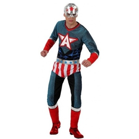 Carnaval superhelden verkleedkleding Amerikaaanse kapitein voor heren