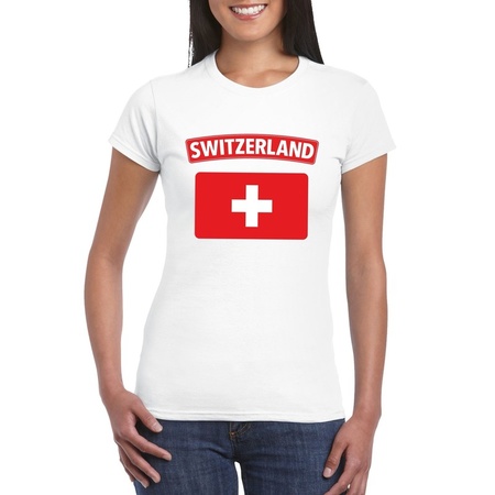 T-shirt wit Zwitserland vlag wit dames
