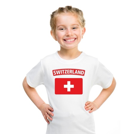 T-shirt wit Zwitserland vlag wit jongens en meisjes