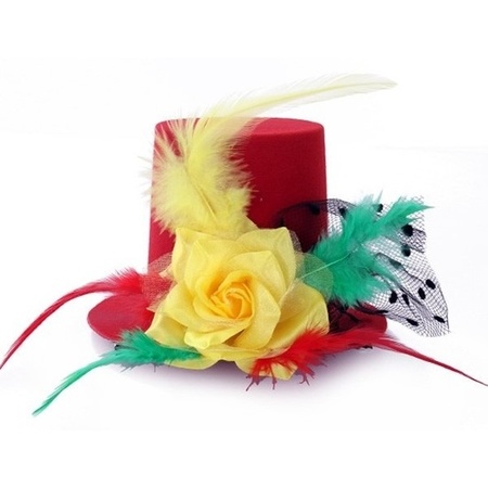 Mini hoedje op clip in Carnaval kleuren
