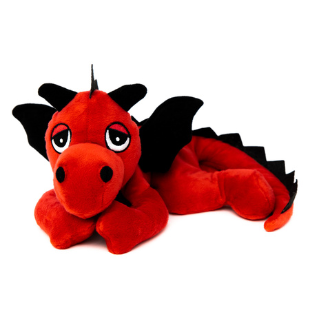 Heat/microwave warming soft toy - Dragon - red - 33 cm - heatpack