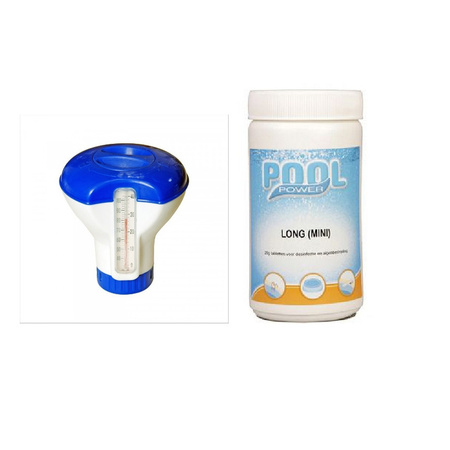 Chlorine dispenser pool float with thermometer and pool chlorine tablets 1 kilo