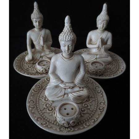 Porseleinen boeddha wierookhouder set 3 stuks