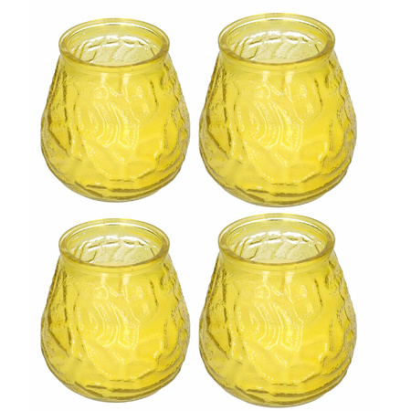4x Scented candles citronella in yellow glass
