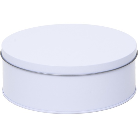 Gift white round storage tin 90 years 18 cm