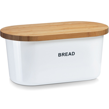White bread bin with cutting board lid 39 cm