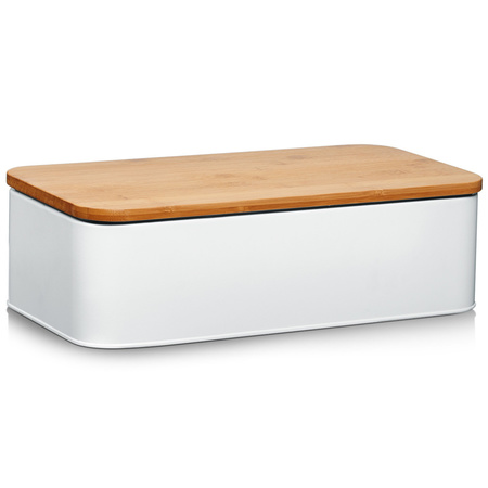 White bread bin with cutting board lid 42,5 cm