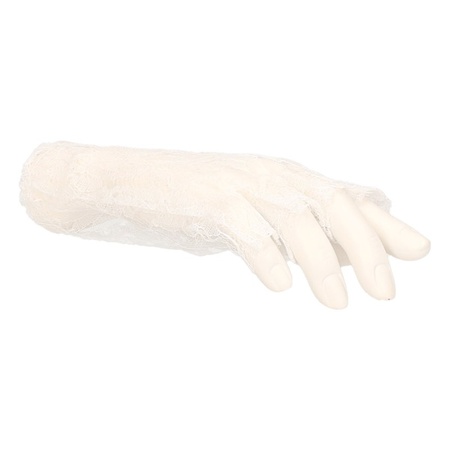 Feest kanten handschoenen wit kort voor volwassenen