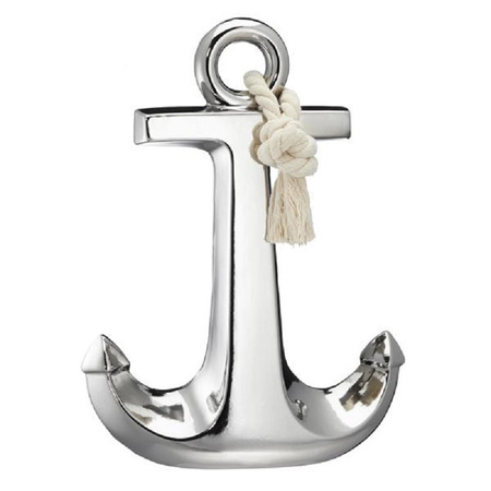 Silver anchor statue 35,5 x 27 cm nautical decorations