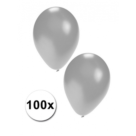 Feest ballonnen in zilverkleur 100 stuks