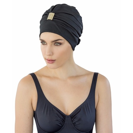 Black swimming cap turban ladies
