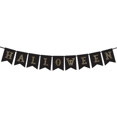 Zwarte Halloween decoratie vlaggenlijnen/slingers 175 cm