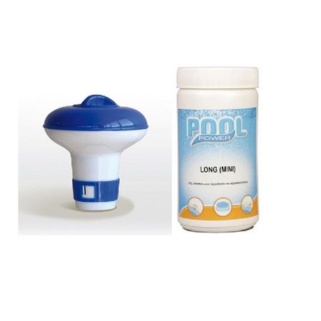 Chlorine floater/distributor for small baths 14 cm with pool chlorine tablets 1 kilo
